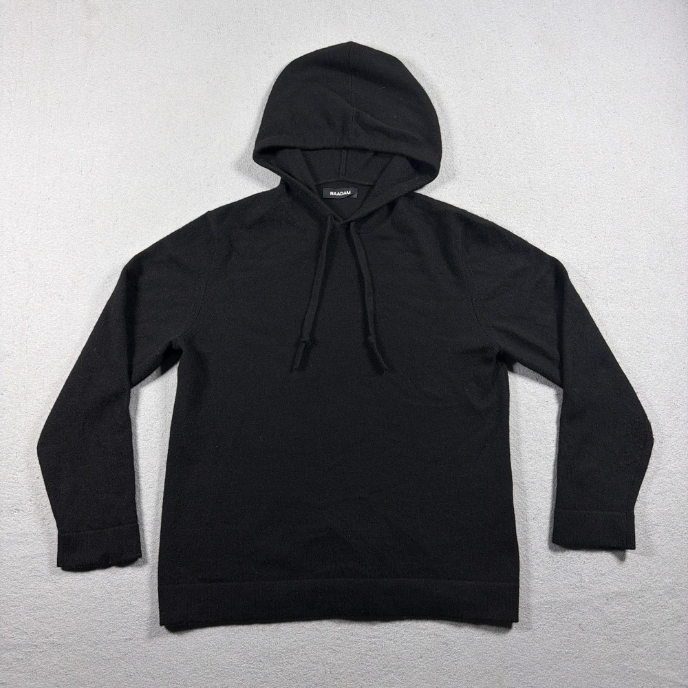 Naadam Sweater Hoodie Mens Small Black 100% Cashmere Pullover Knit Casual